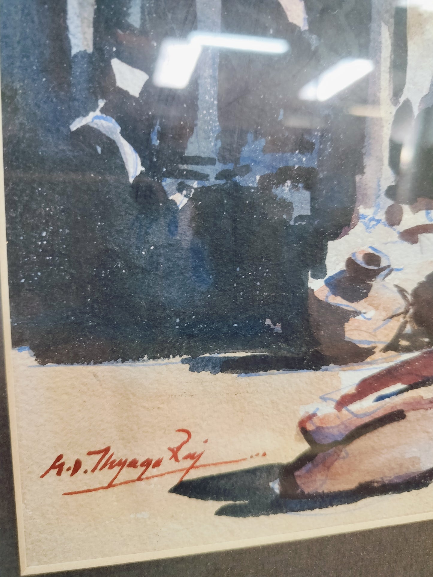 GD Thyaga Raj Watercolour (1930)Milking Scene
