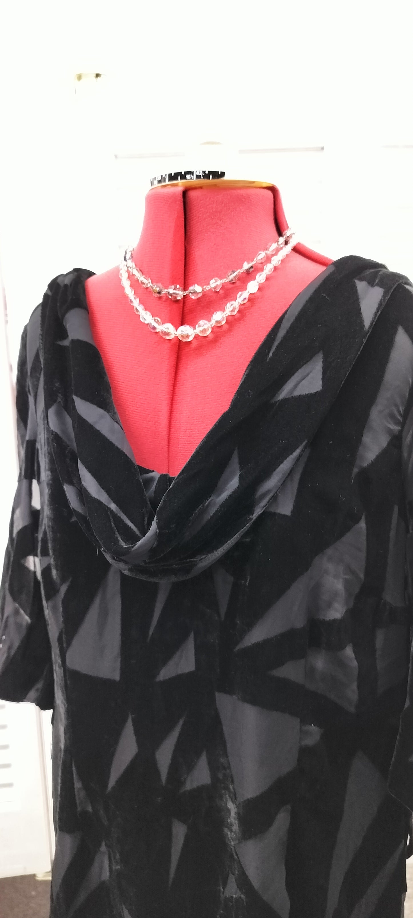 Leona label, black velvet dress. Size-16.