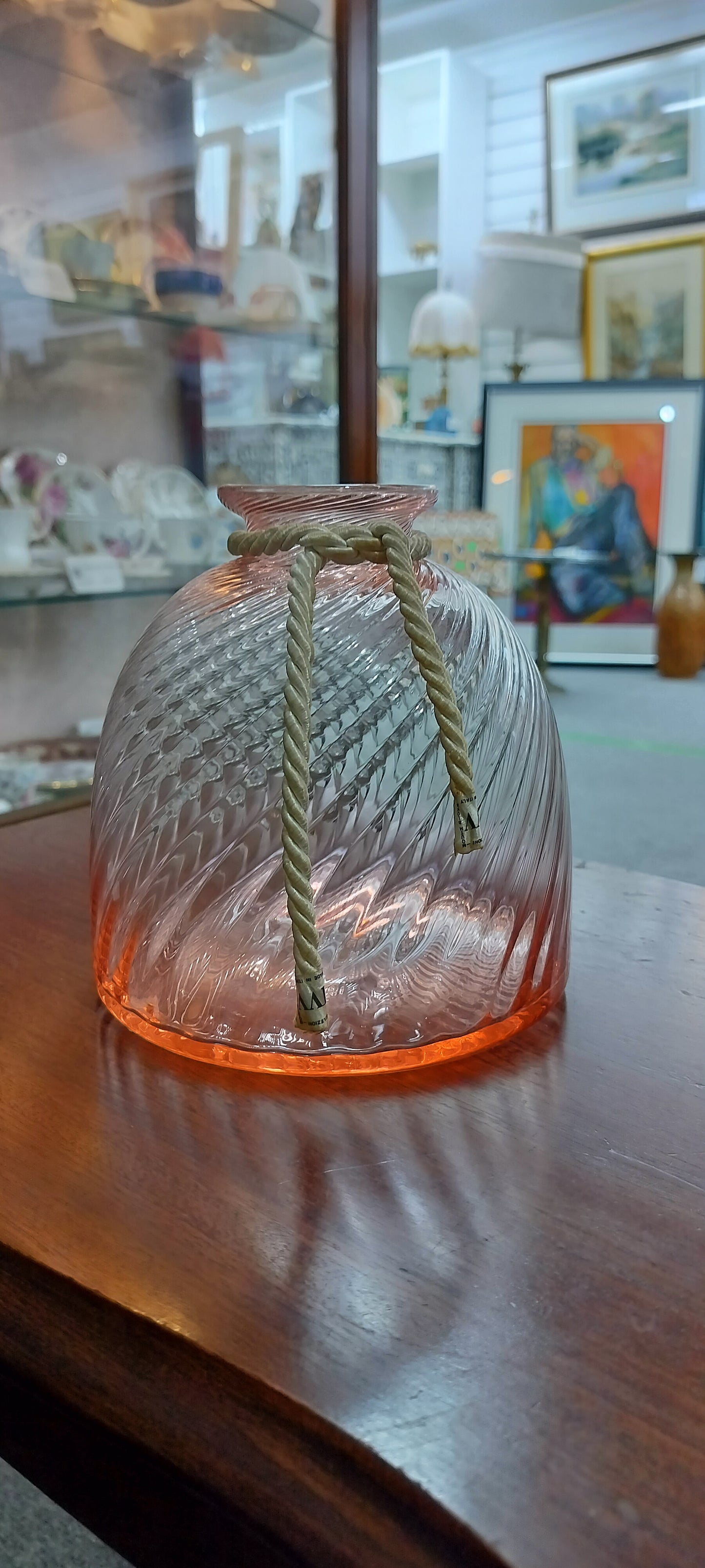 Pink Vase with ribbon