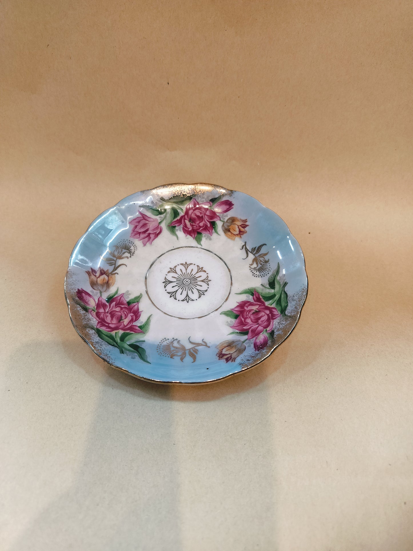 Pink Roses trio tea cup with 2 saucers.