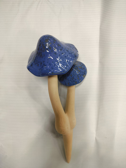 Ceramic Double Mushroom Blue