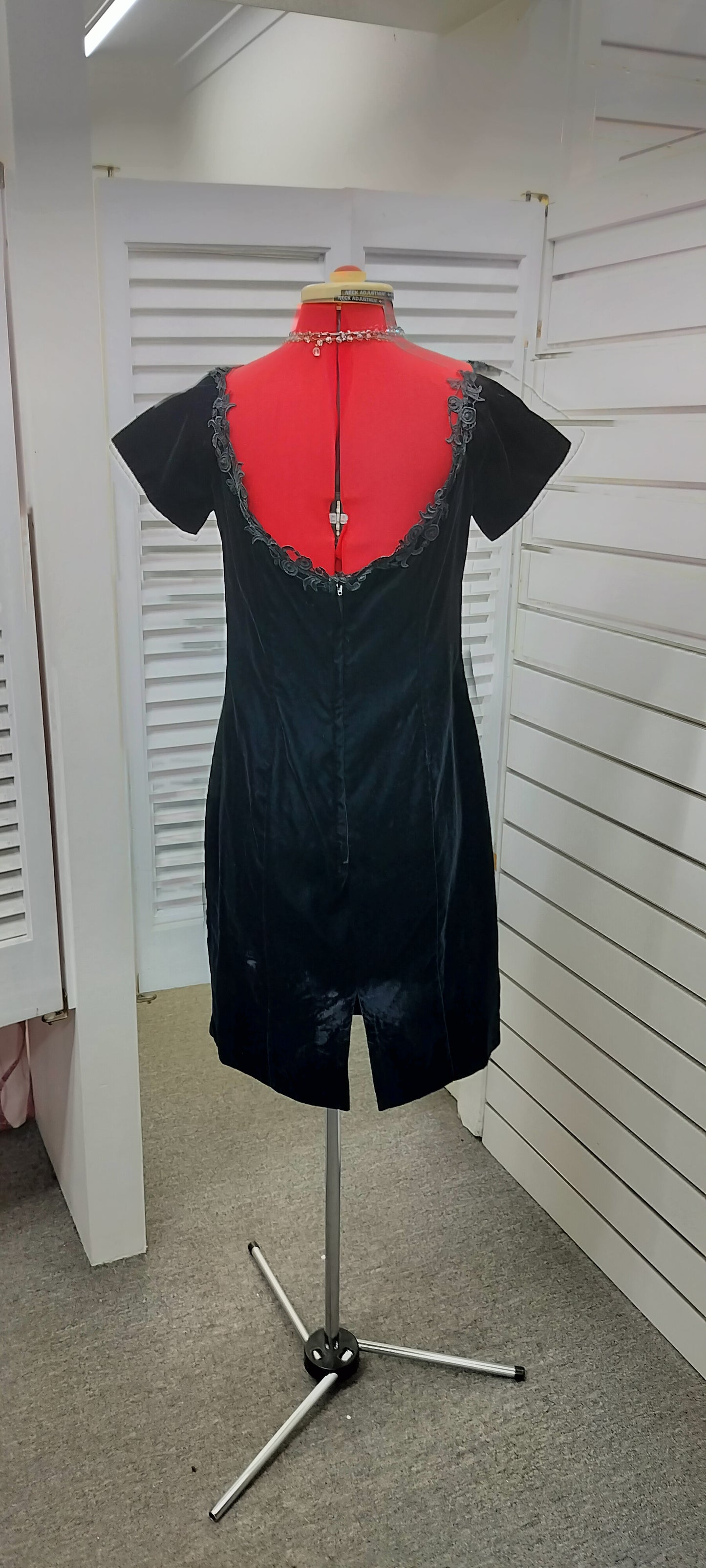 Black 1980's velvet dress 'Purple Patch's as is. Size- small