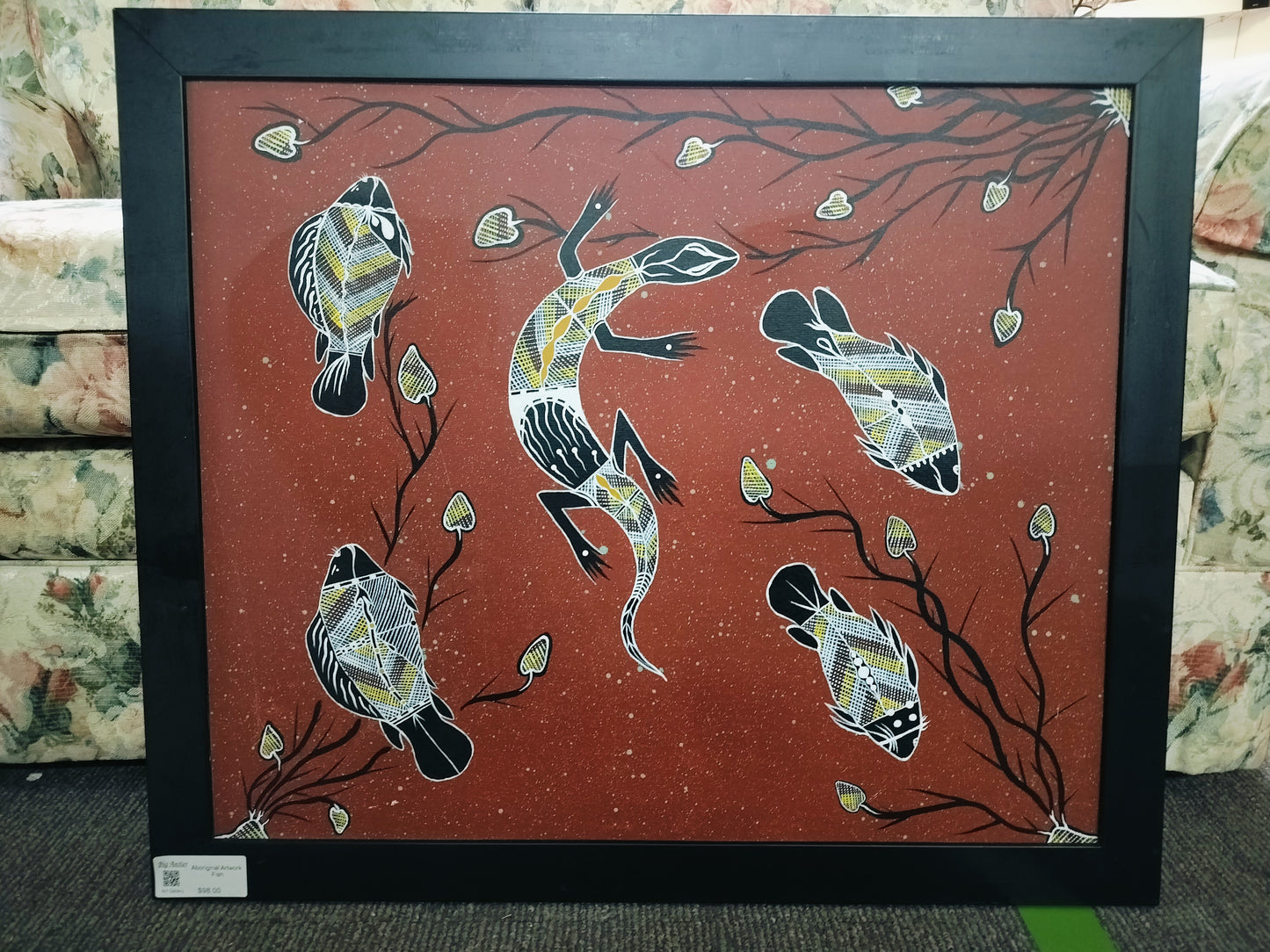 Aboriginal Artwork Fish, 70cmx 60cm