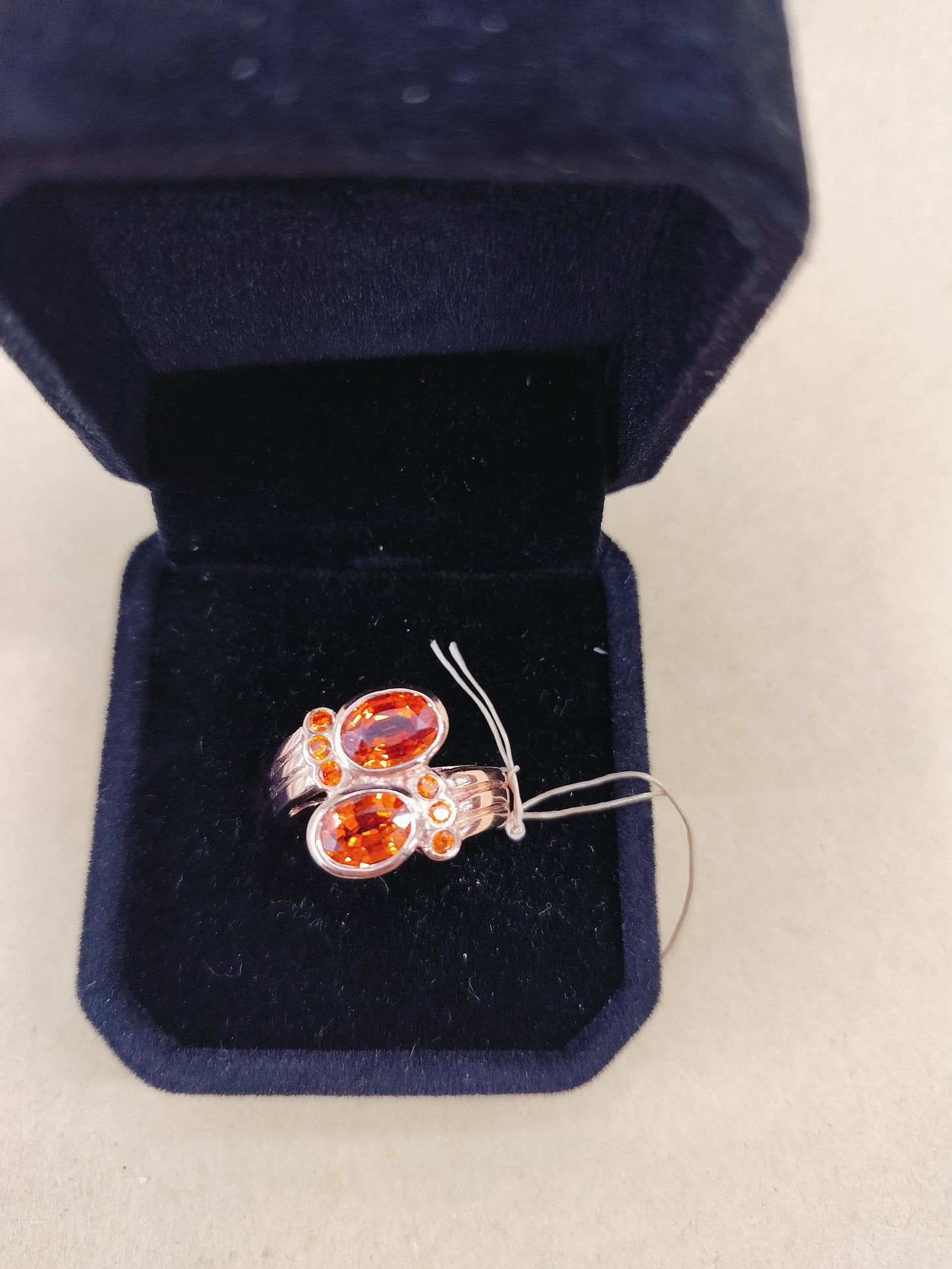 925 Gold Plated Natural Spessartine Garnets. (Co Sri Lanka) Size-15.