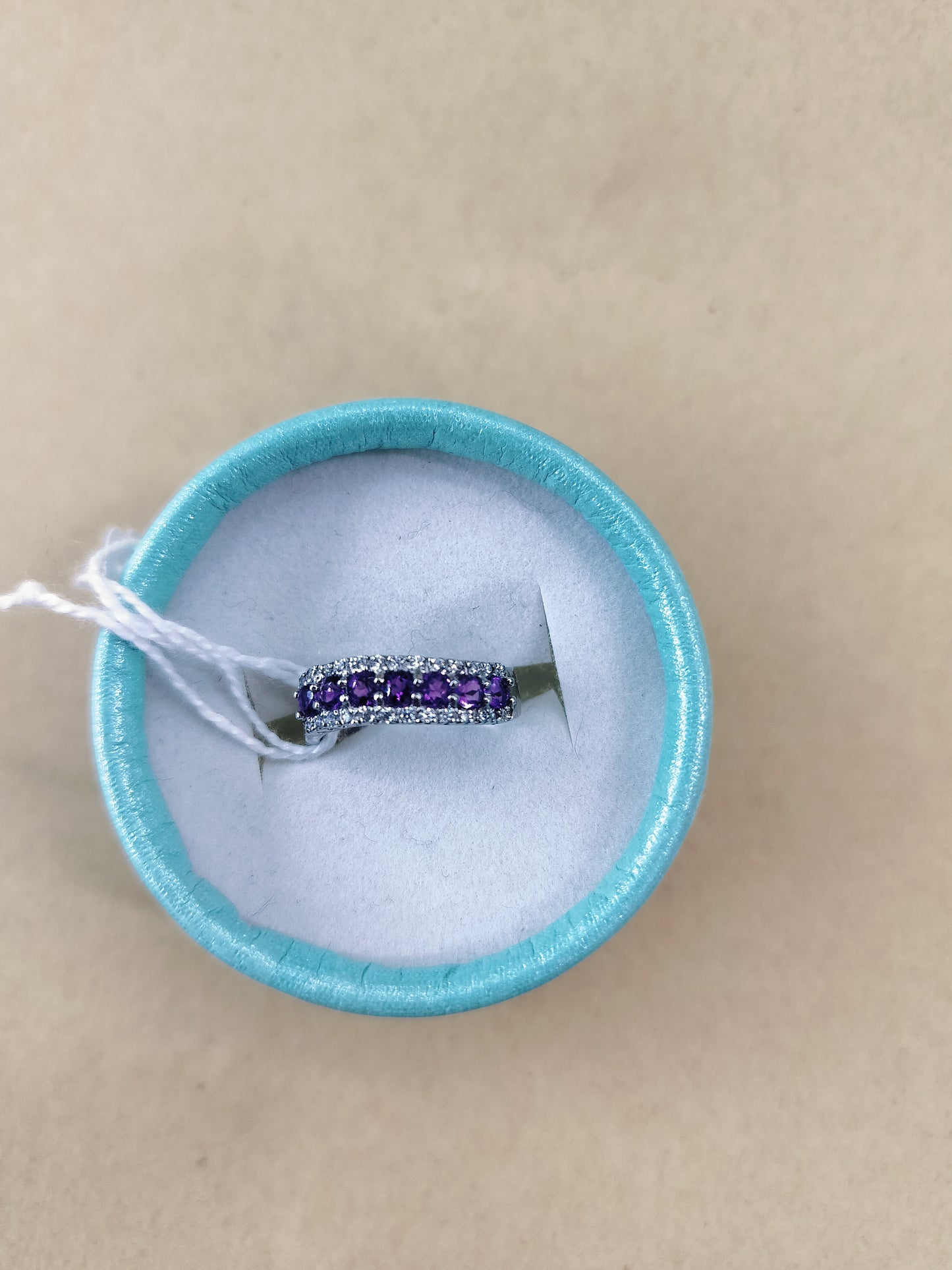 Amethyst ring 925 Cubic zirconia. Size- 13.