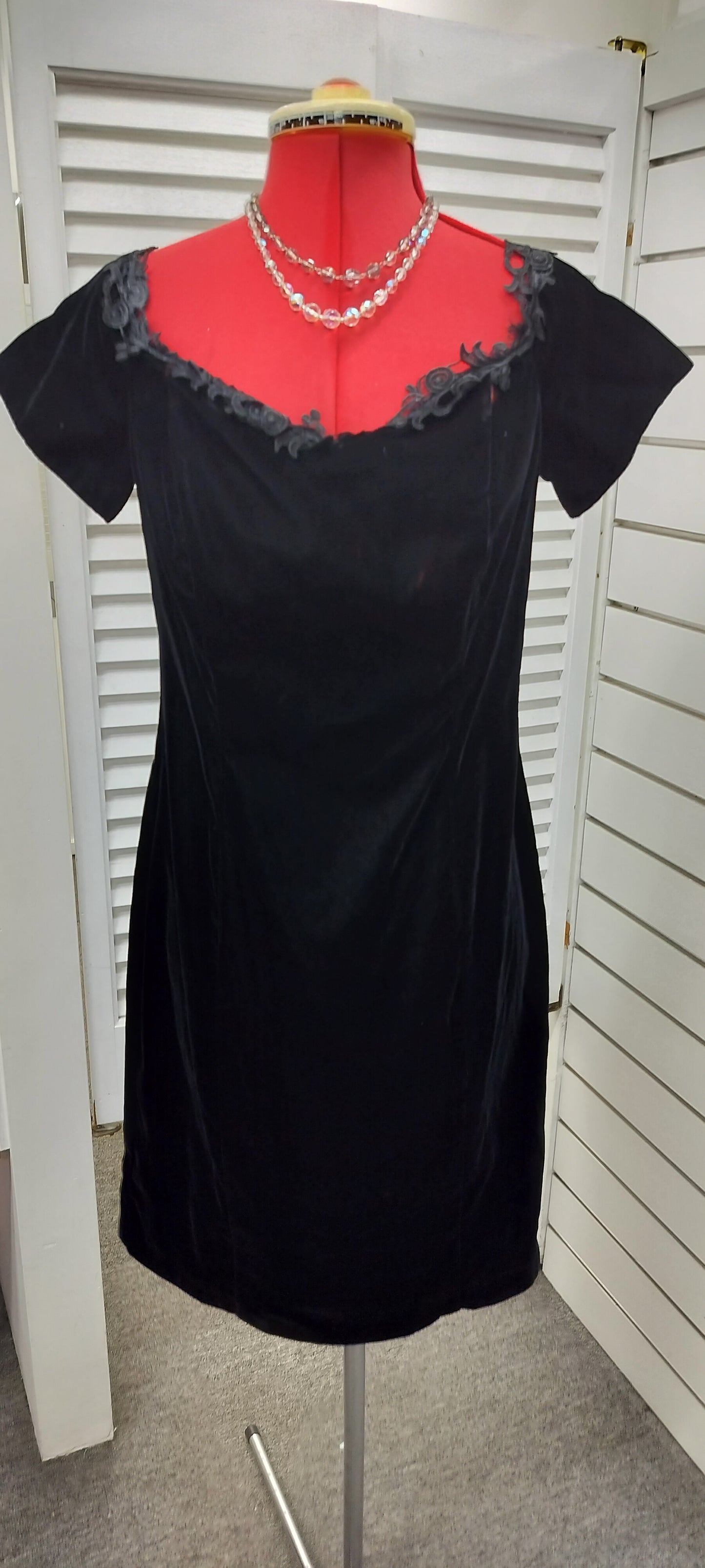 Black 1980's velvet dress 'Purple Patch's as is. Size- small