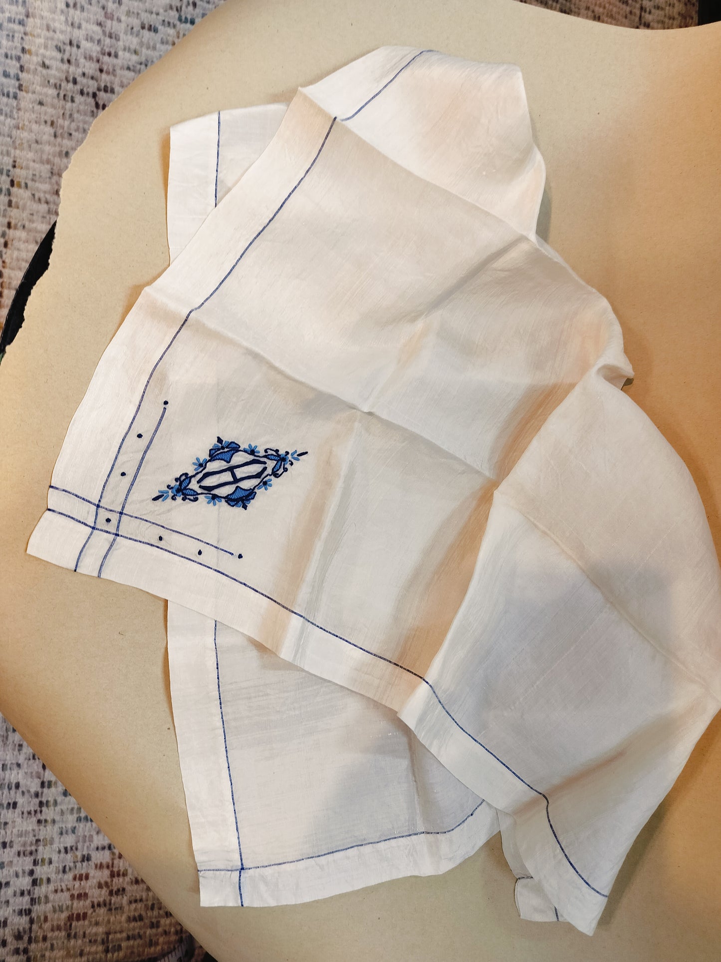 5 silk Monogrammed hankies.