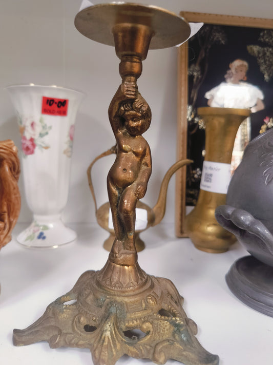 Brass Candle Holder Boy
