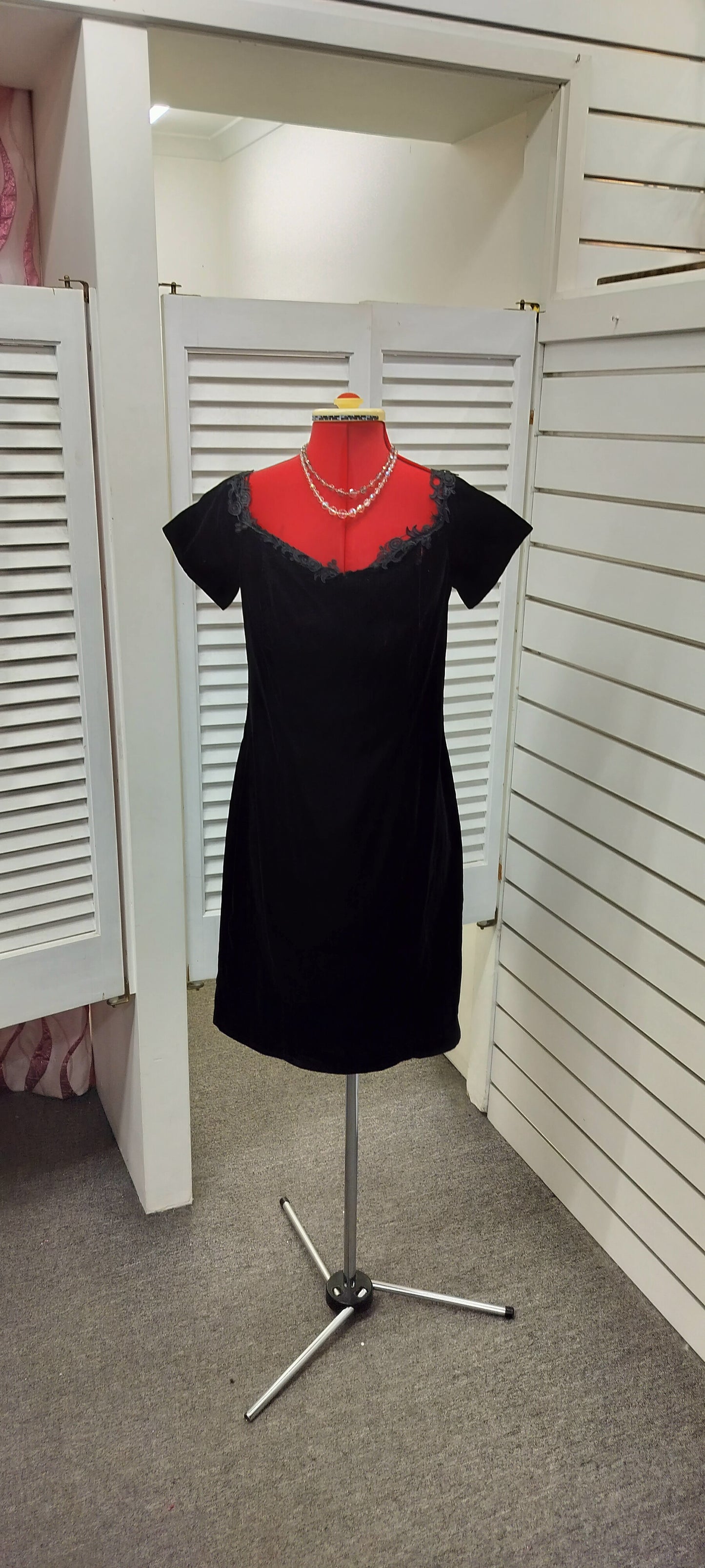 Black 1980's velvet dress 'Purple Patch's as is. Size- small