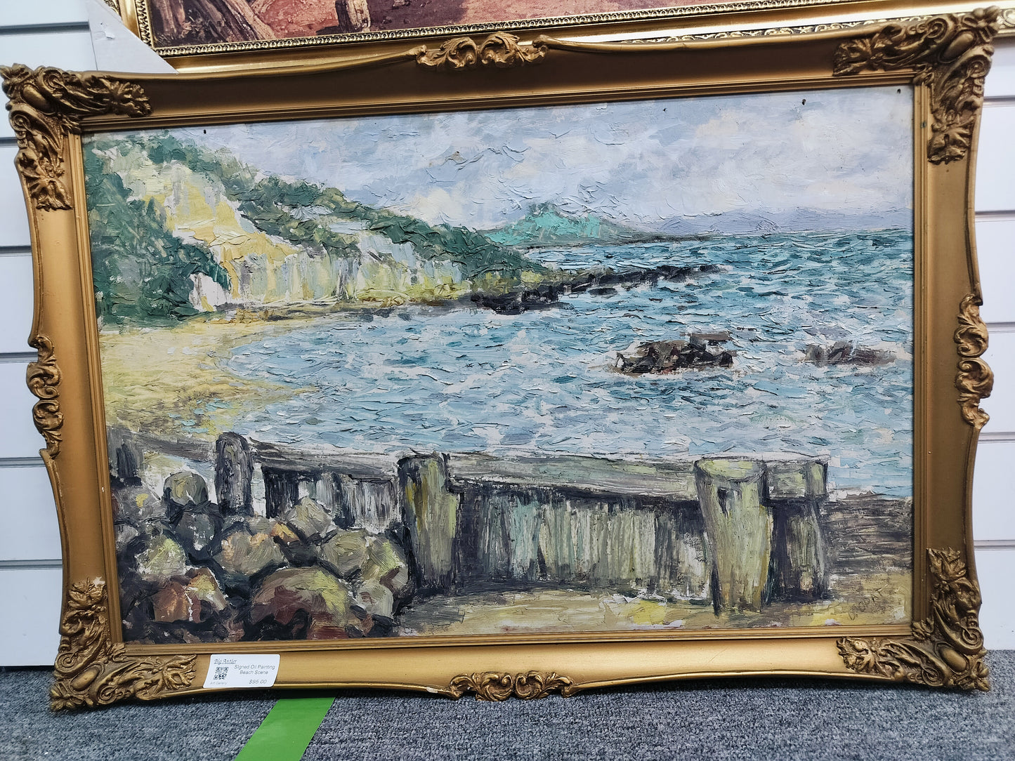 SIgned Oil Painting Beach Scene