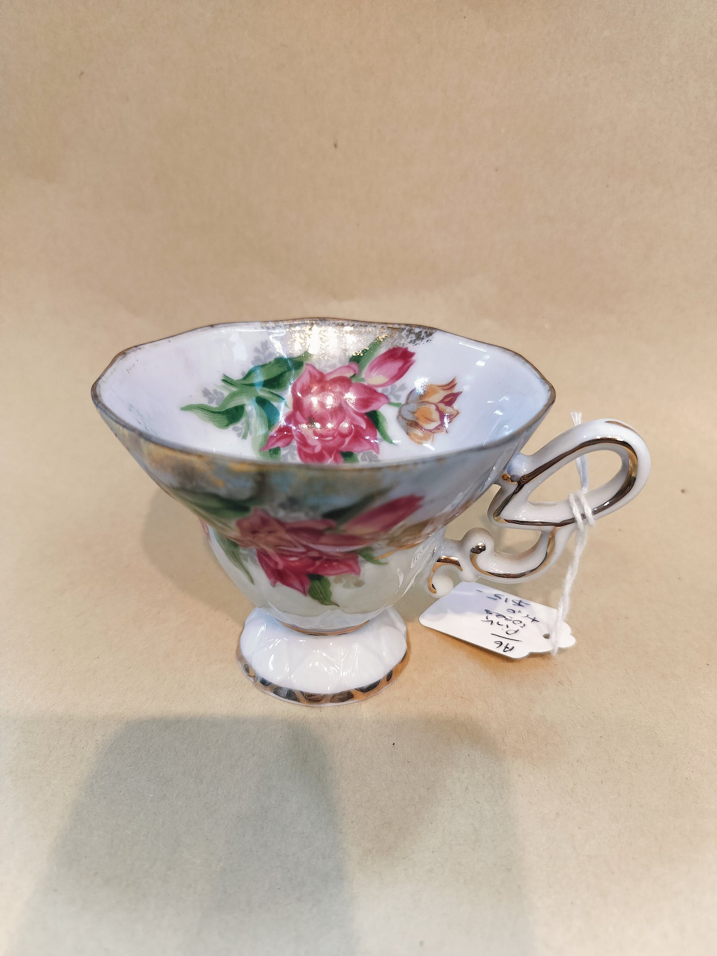 Pink Roses trio tea cup with 2 saucers.
