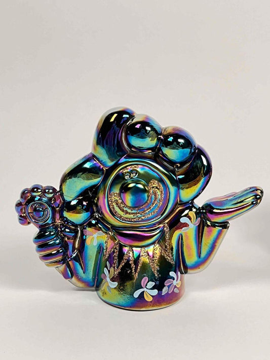 Fenton Plum Carnival Glass Clown , Signed C Macky
